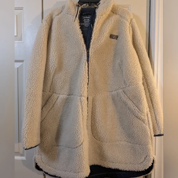 L.L. Bean Women's Cream Mountain Pile Fleece Coat 2X - Picture 1 of 8
